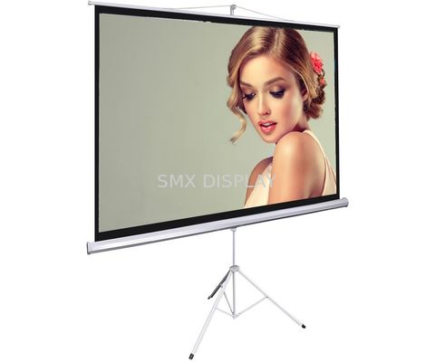 کیفیت Matte White Tripod Projection Screen Stand / Floor Pull Up Movie Theater Screen کارخانه